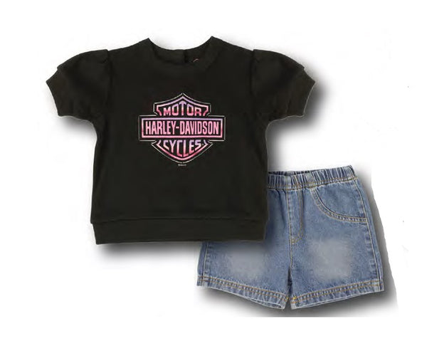 Girls Harley-Davidson T-Shirt & Denim Short Set