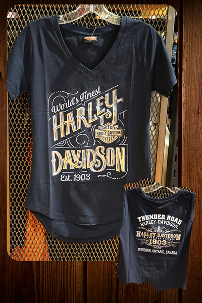 Women's Harley-Davidson T-Shirt V Neck Black